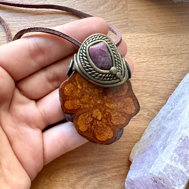 Ayahuasca Vine Necklace, Raw Ruby Pendant Necklace - FairyGardenGlow