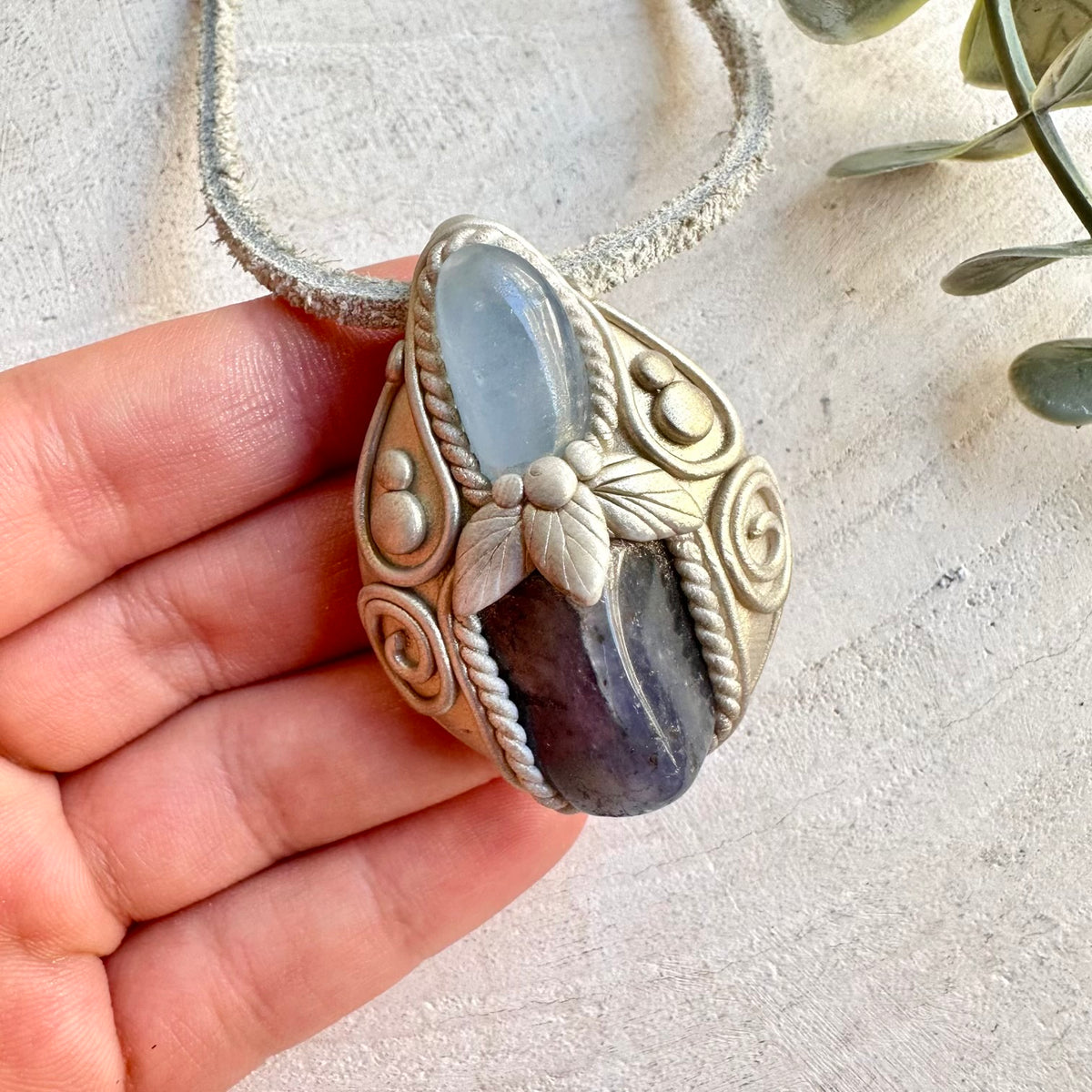Iolite and Celestite Pendant Necklace