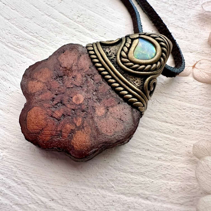 Ayahuasca and Australian Opal Necklace - FairyGardenGlow