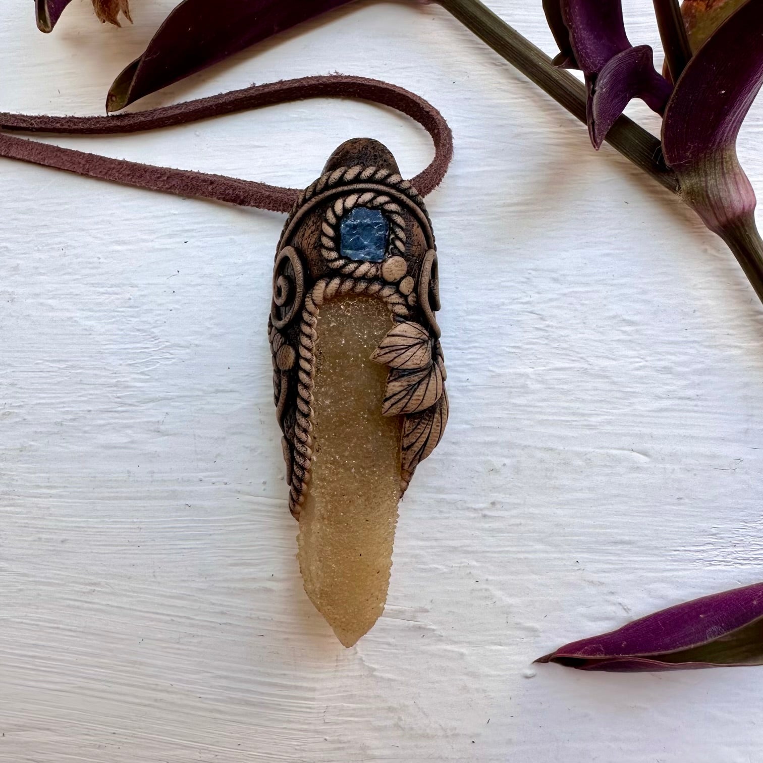 Spirit Quartz and Blue Sapphire Necklace - FairyGardenGlow