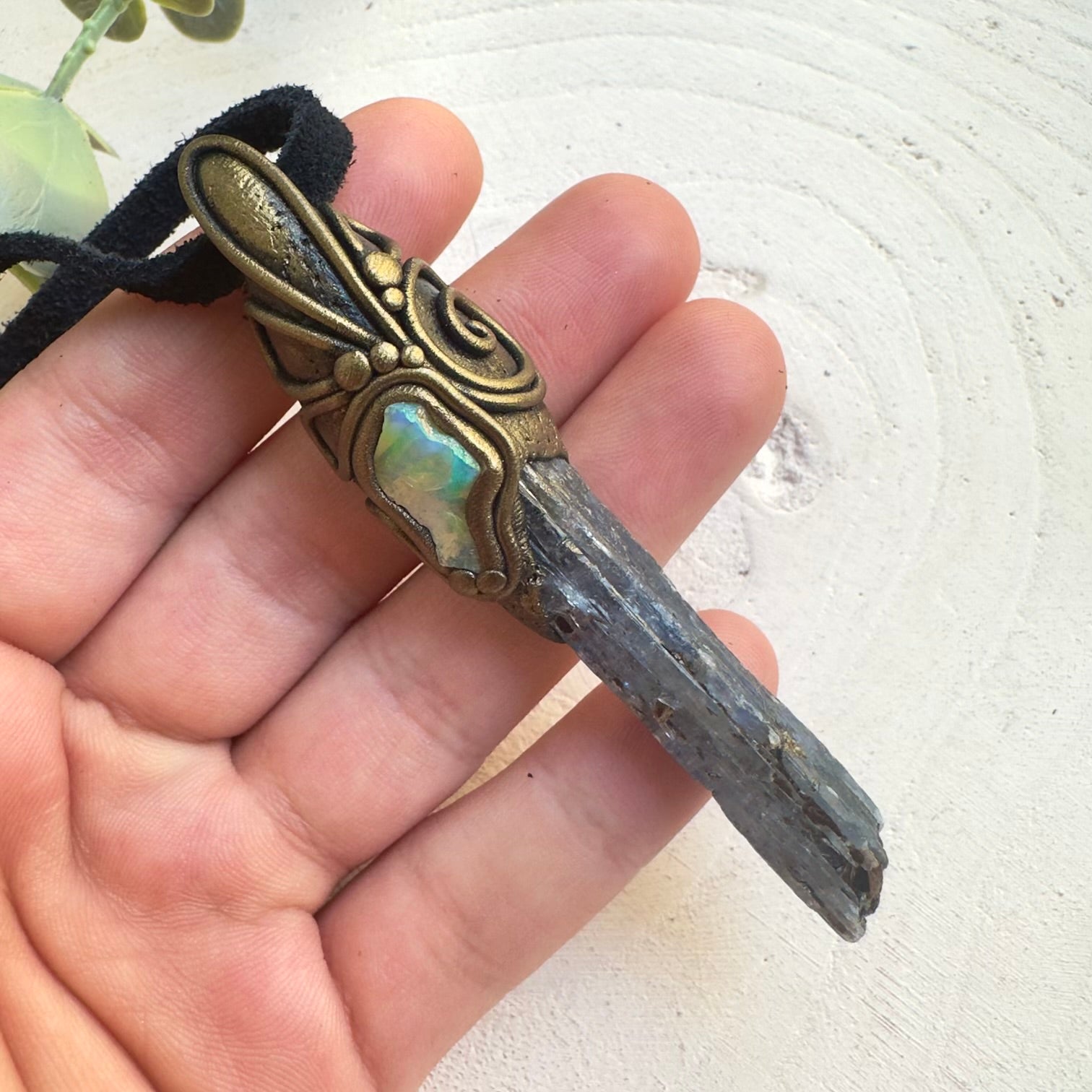 Metaphysical jewelry featuring natural Blue Kyanite crystal