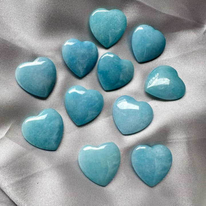 Aquamarine Heart 20 mm / 5 pieces set - FairyGardenGlow
