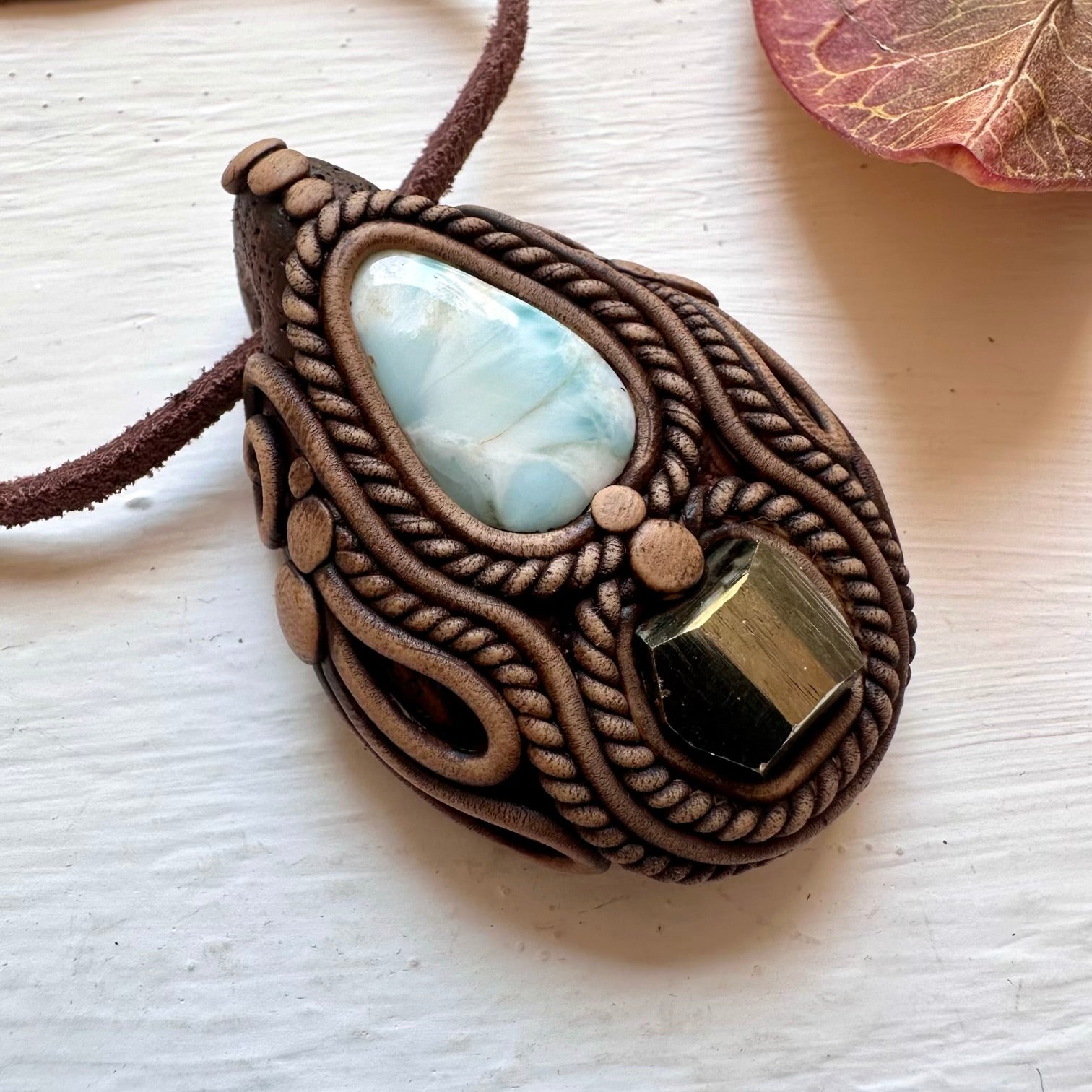Larimar and Pyrite Necklace - FairyGardenGlow