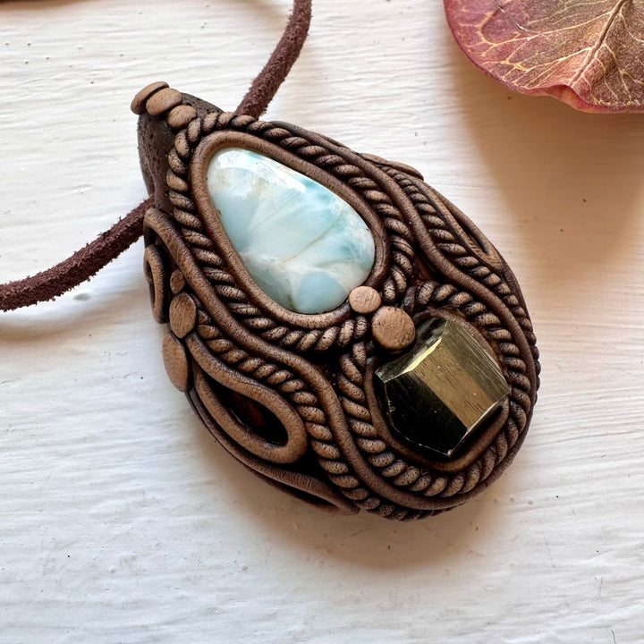 Larimar and Pyrite Necklace - FairyGardenGlow