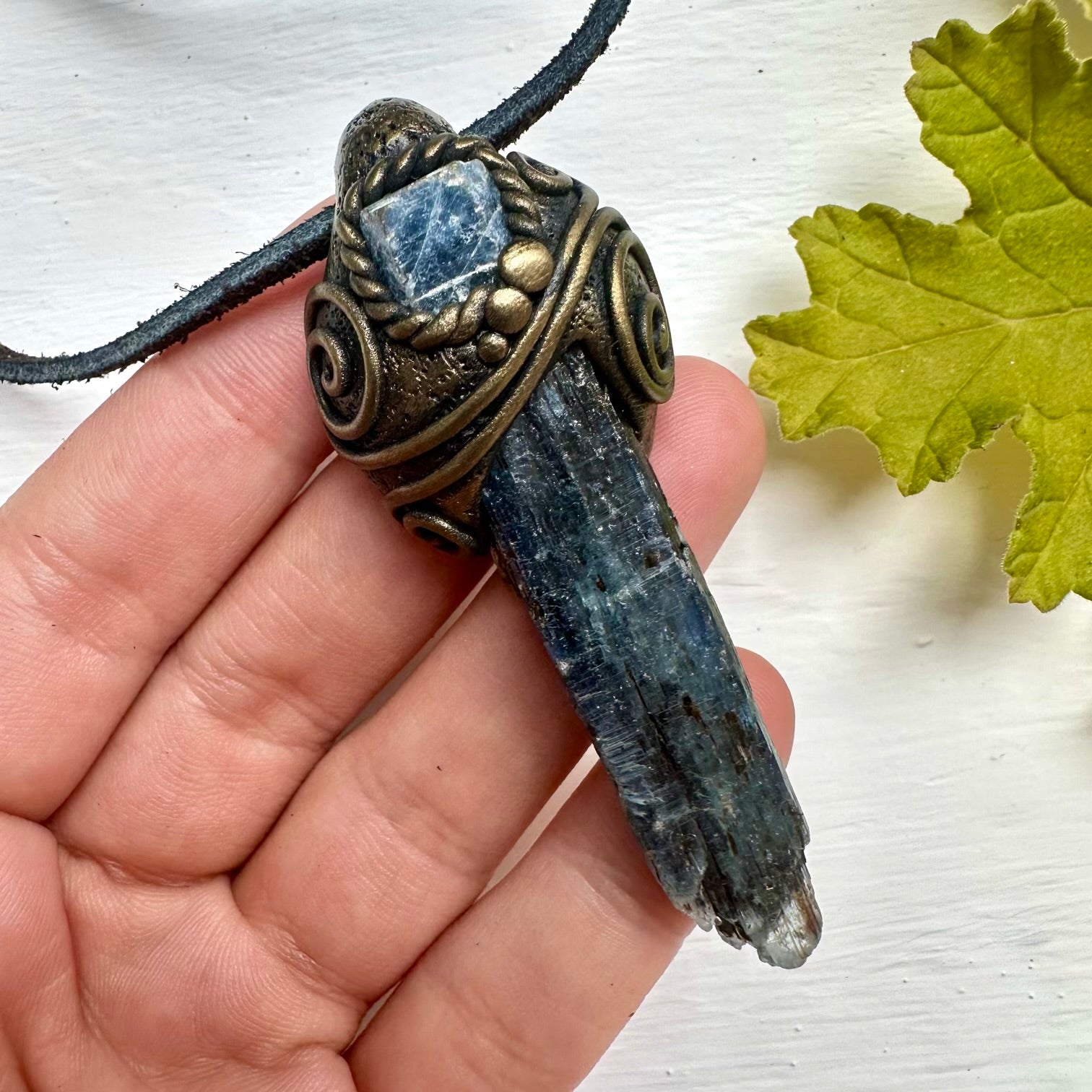 Blue Kyanite and Blue Sapphire Pendant Necklace - FairyGardenGlow