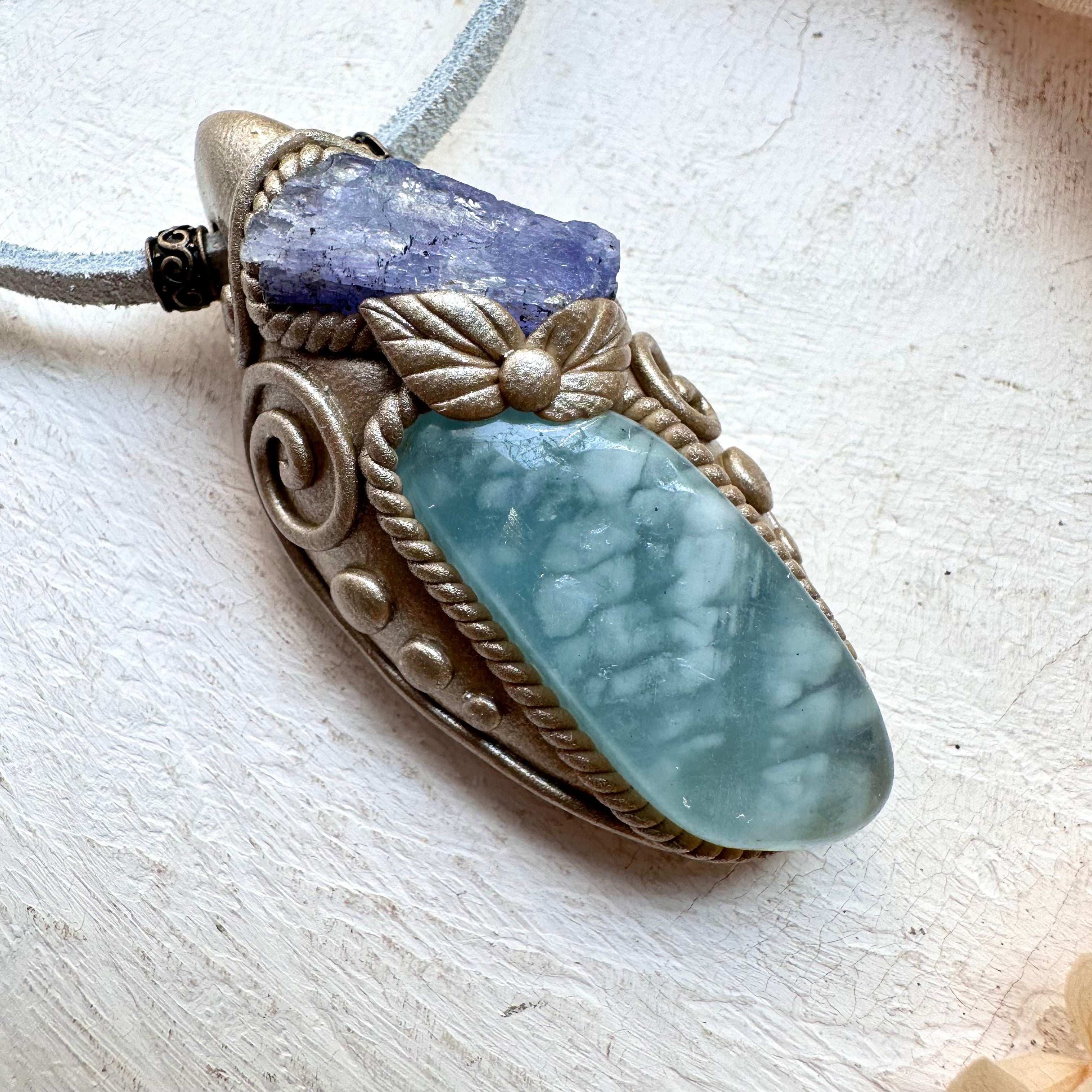 Aquamarine and Tanzanite Necklace - FairyGardenGlow