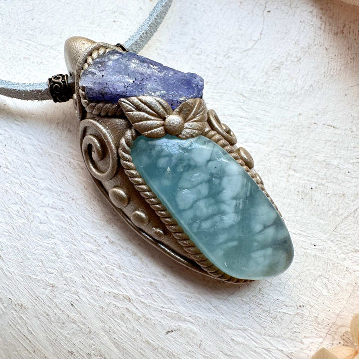 Aquamarine and Tanzanite Necklace - FairyGardenGlow