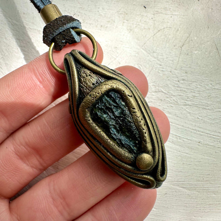 Raw Moldavite Necklace - FairyGardenGlow
