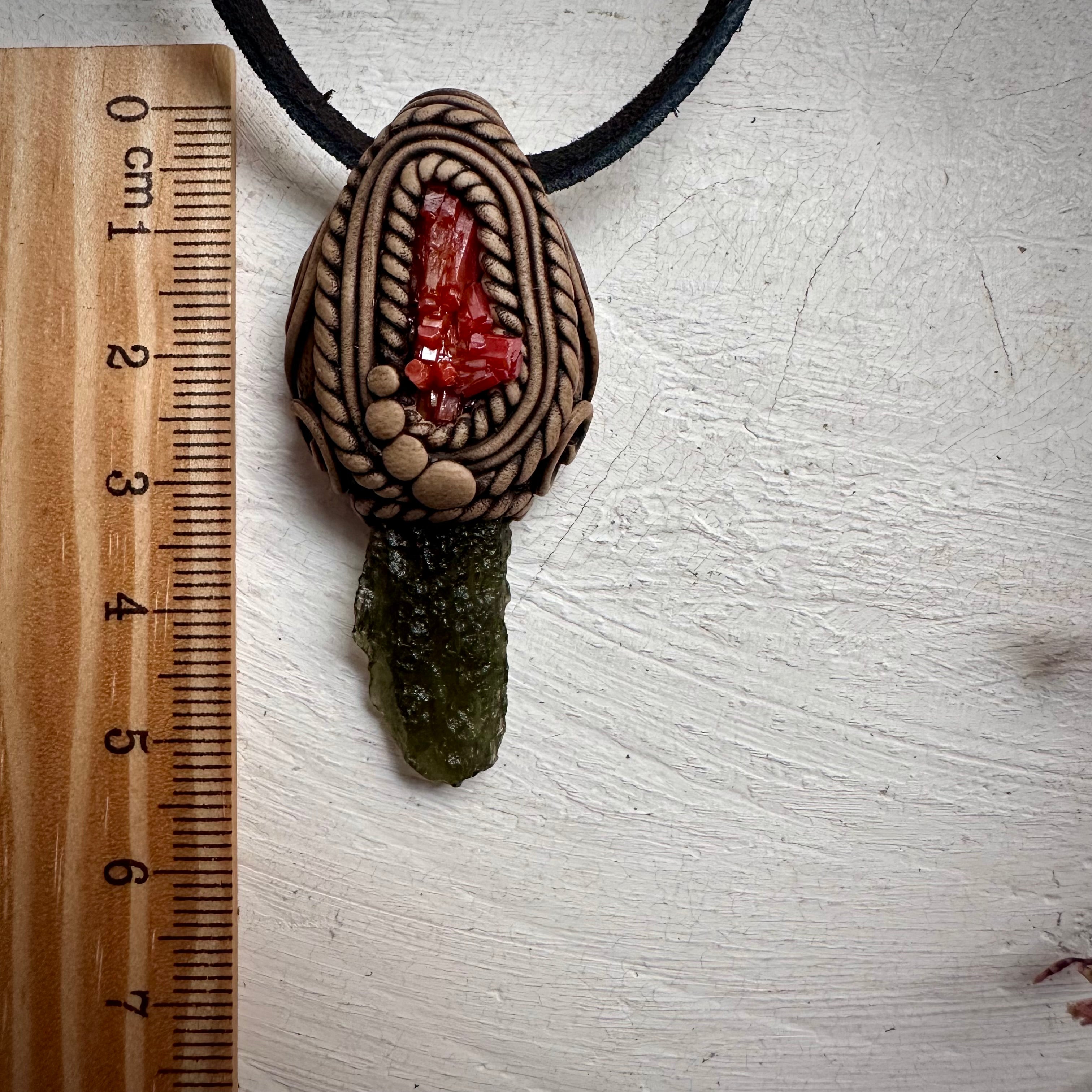 Moldavite and Vanadinite Necklace - FairyGardenGlow