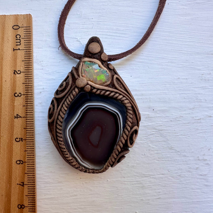 Botswana Agate and Raw Opal Necklace - FairyGardenGlow