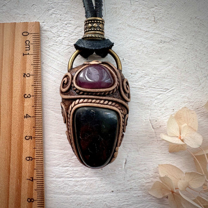 Shungite and Lavender Quartz Pendant - FairyGardenGlow