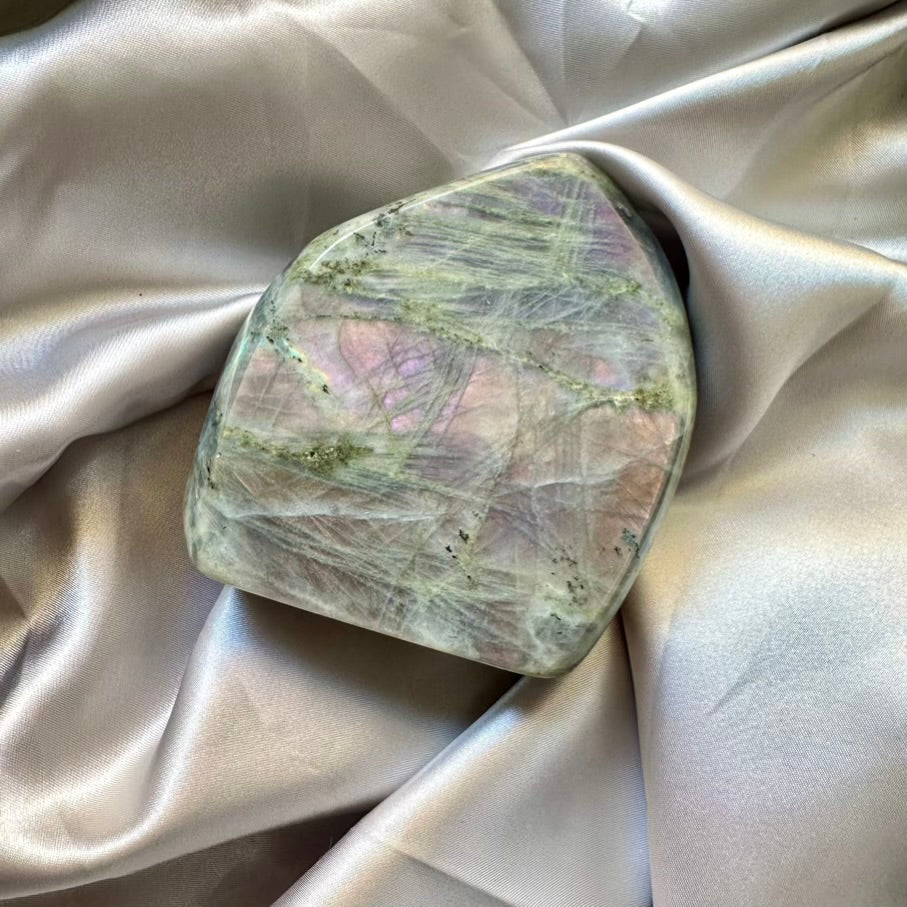 Labradorite Free Form - Pink Orange Flash - Unique - FairyGardenGlow