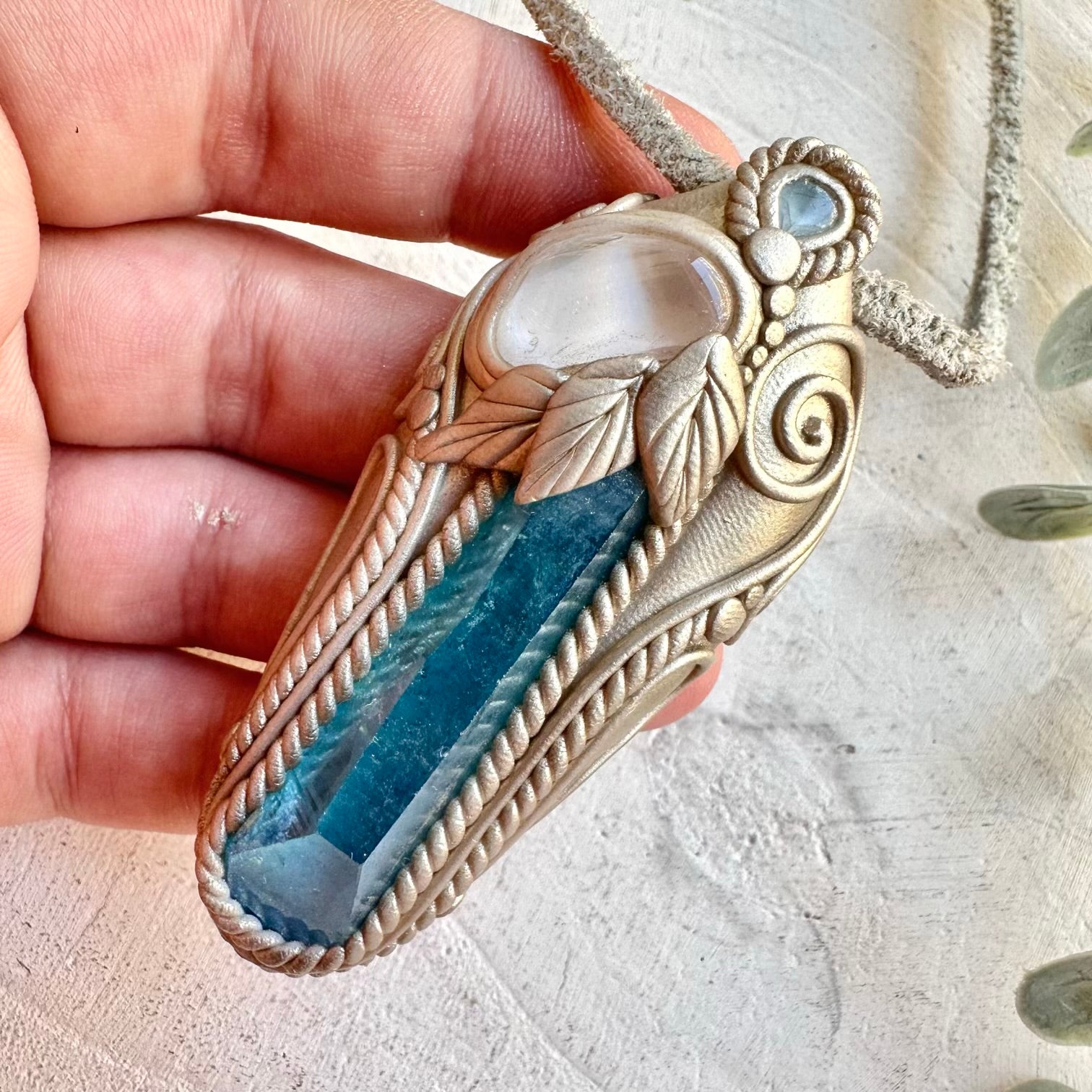 Fantasy jewelry crystal necklace mystical clarity and light energy piece