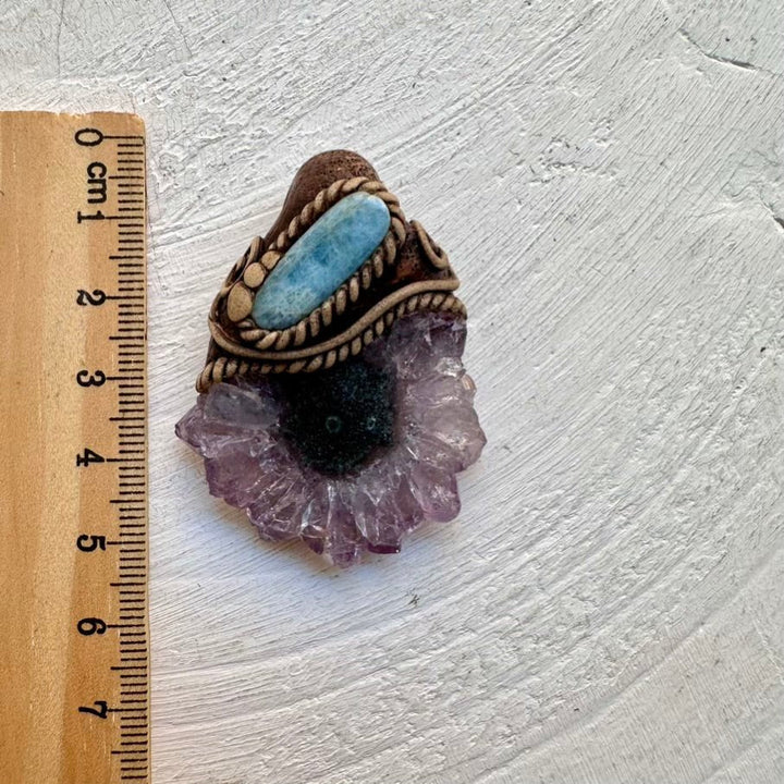 Amethyst Stalactite and Aquamarine Pendant Necklace, Spiritual Jewelry FairyGardenGlow