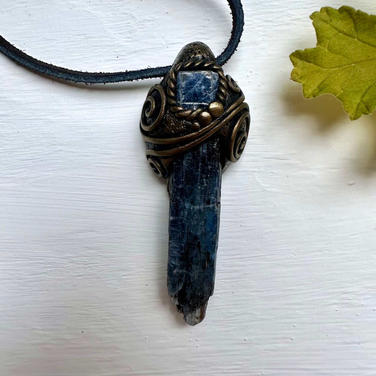 Blue Kyanite and Blue Sapphire Pendant Necklace - FairyGardenGlow