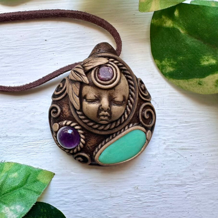 Chrysoprase Amethyst and Ruby Goddess Necklace - FairyGardenGlow