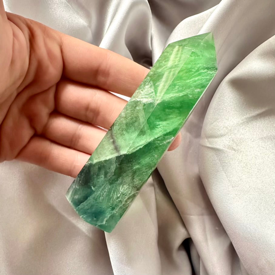 Deep Green Fluorite Tower - Unique - FairyGardenGlow