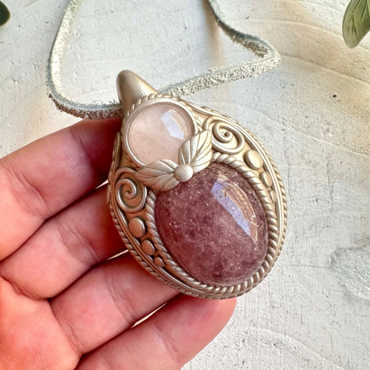 Spiritual crystal necklace boho talisman for love and emotional healing