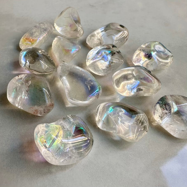 Rainbow iridescent aura quartz healing gemstone