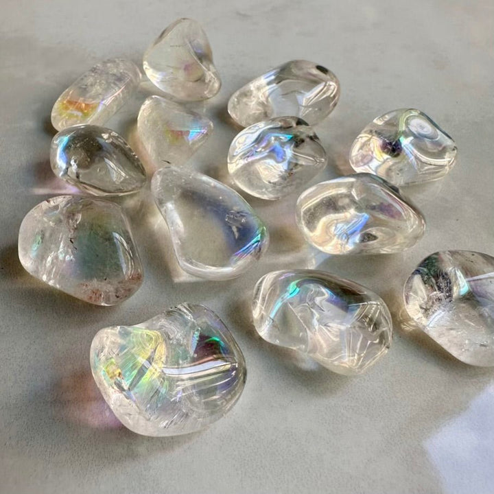 Angel Aura Quartz Polished Crystal – Natural Healing Gemstone for Peace & Joy (1 or 5 Pieces) - FairyGardenGlow