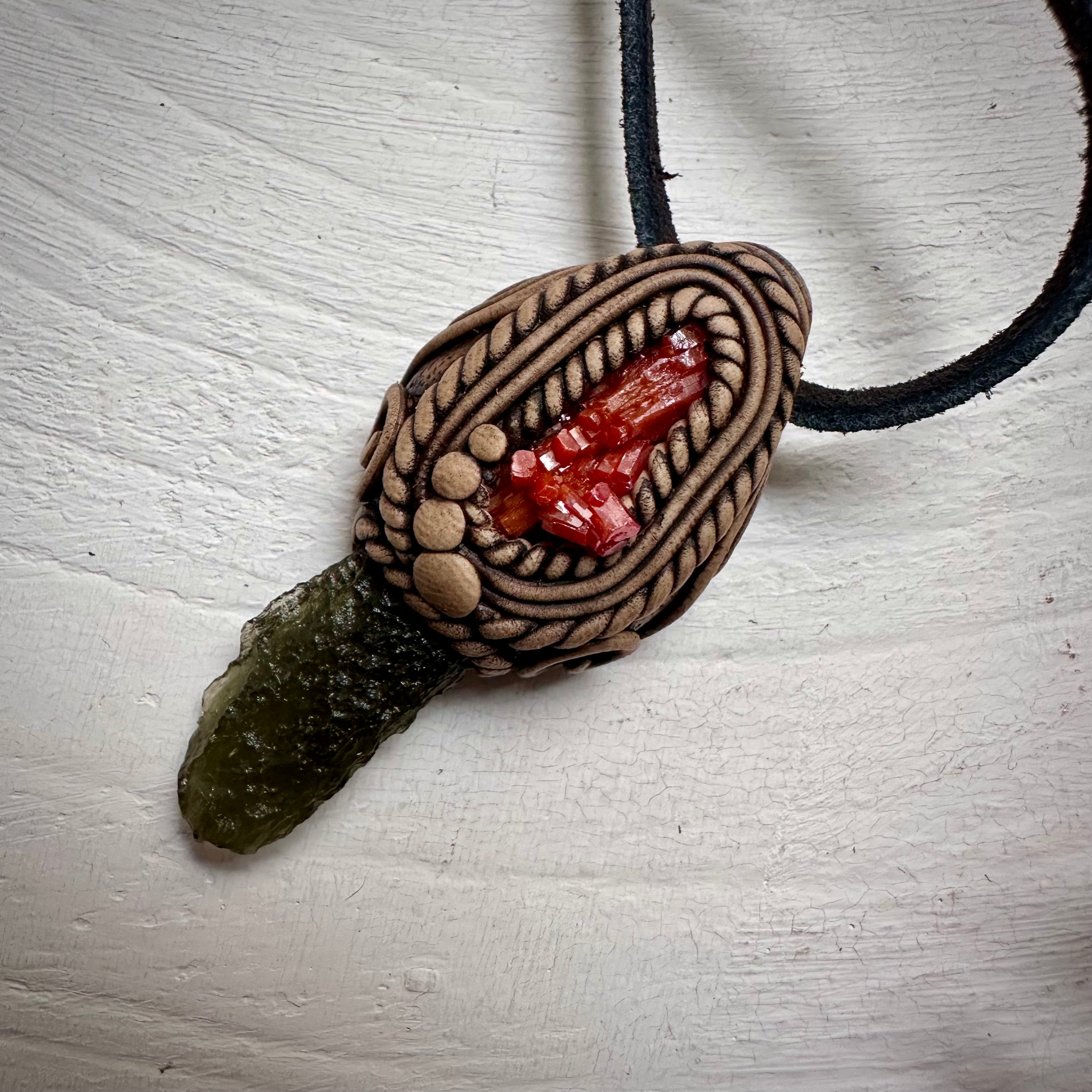 Moldavite and Vanadinite Necklace - FairyGardenGlow