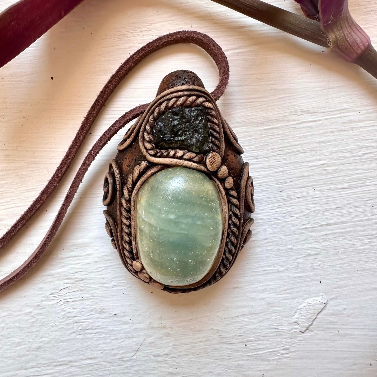 Blue Onyx and Moldavite Necklace - FairyGardenGlow
