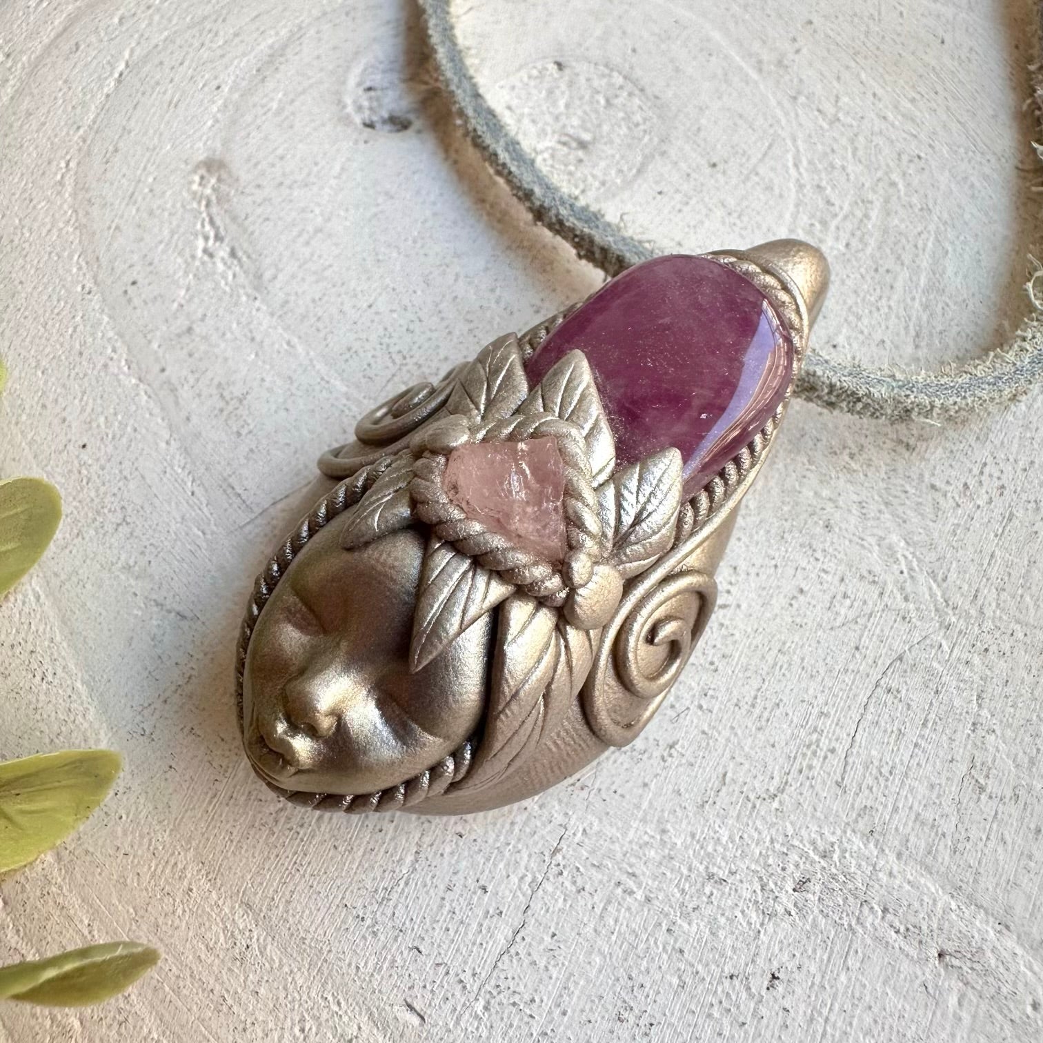 Spiritual crystal necklace boho talisman for self love and emotional healing