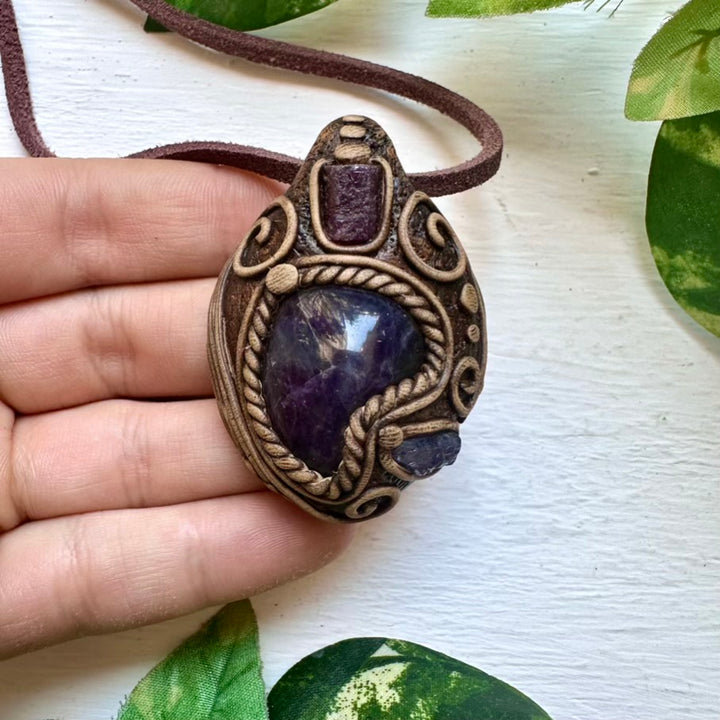 Amethyst Ruby and Tanzanite Necklace - FairyGardenGlow
