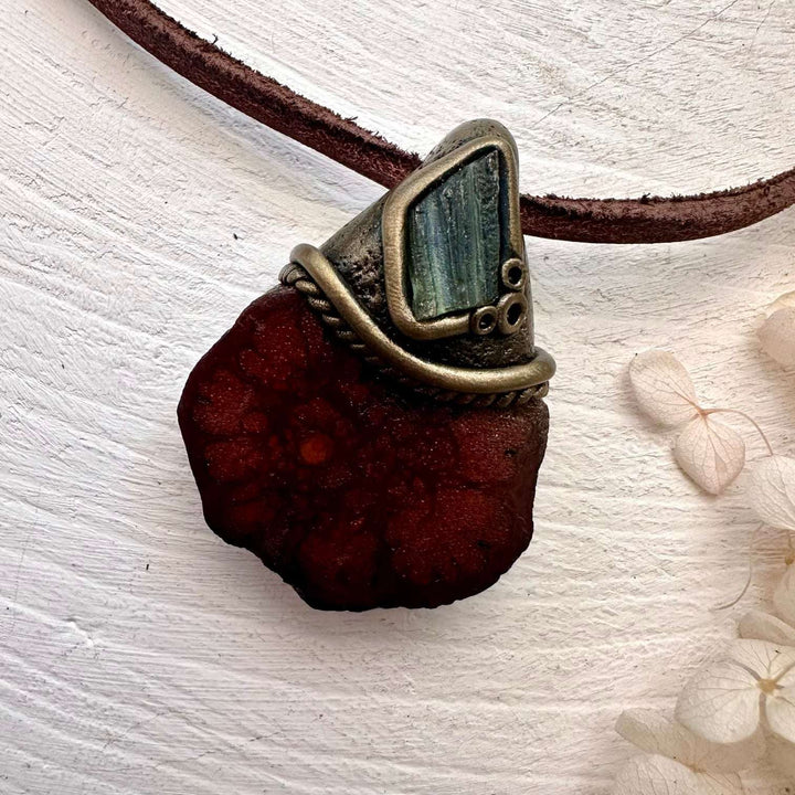 Ayahuasca Necklace, Moldavite Pendant - FairyGardenGlow