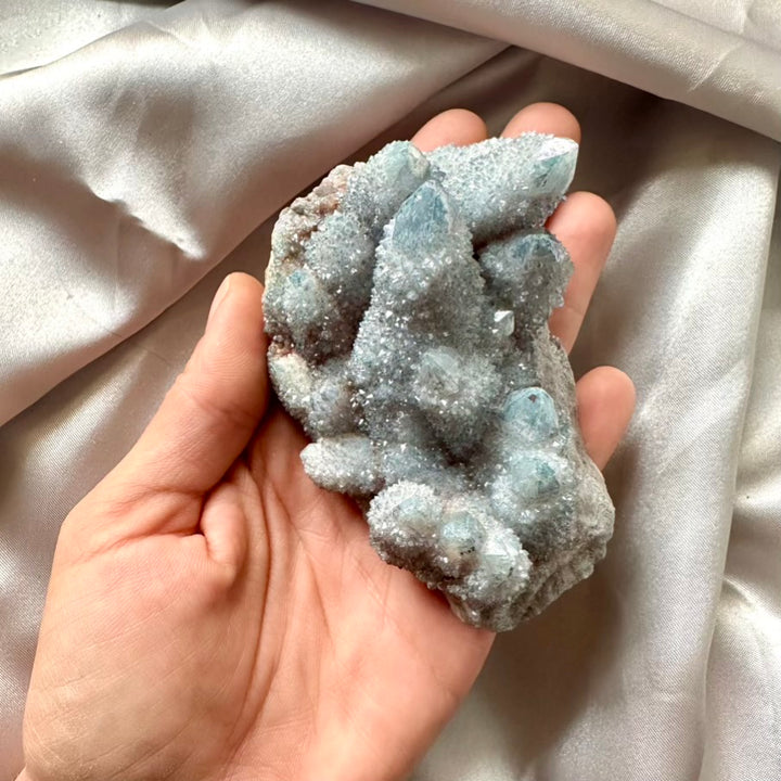 Aqua Aura Spirit Quartz Cluster - L / Unique - FairyGardenGlow