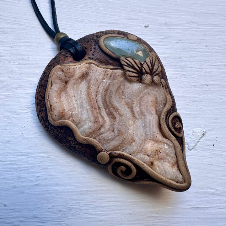 Chalcedony Rose and Aquamarine Necklace - FairyGardenGlow