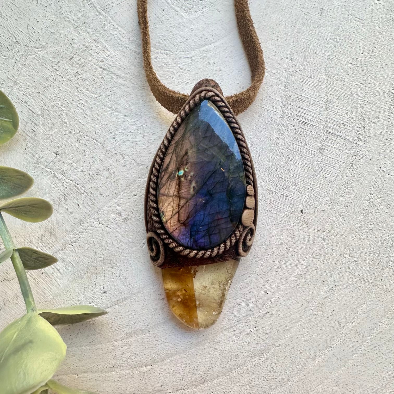 Handmade Bi Color Citrine & Labradorite Necklace – Metaphysical Healing Stone Jewelry