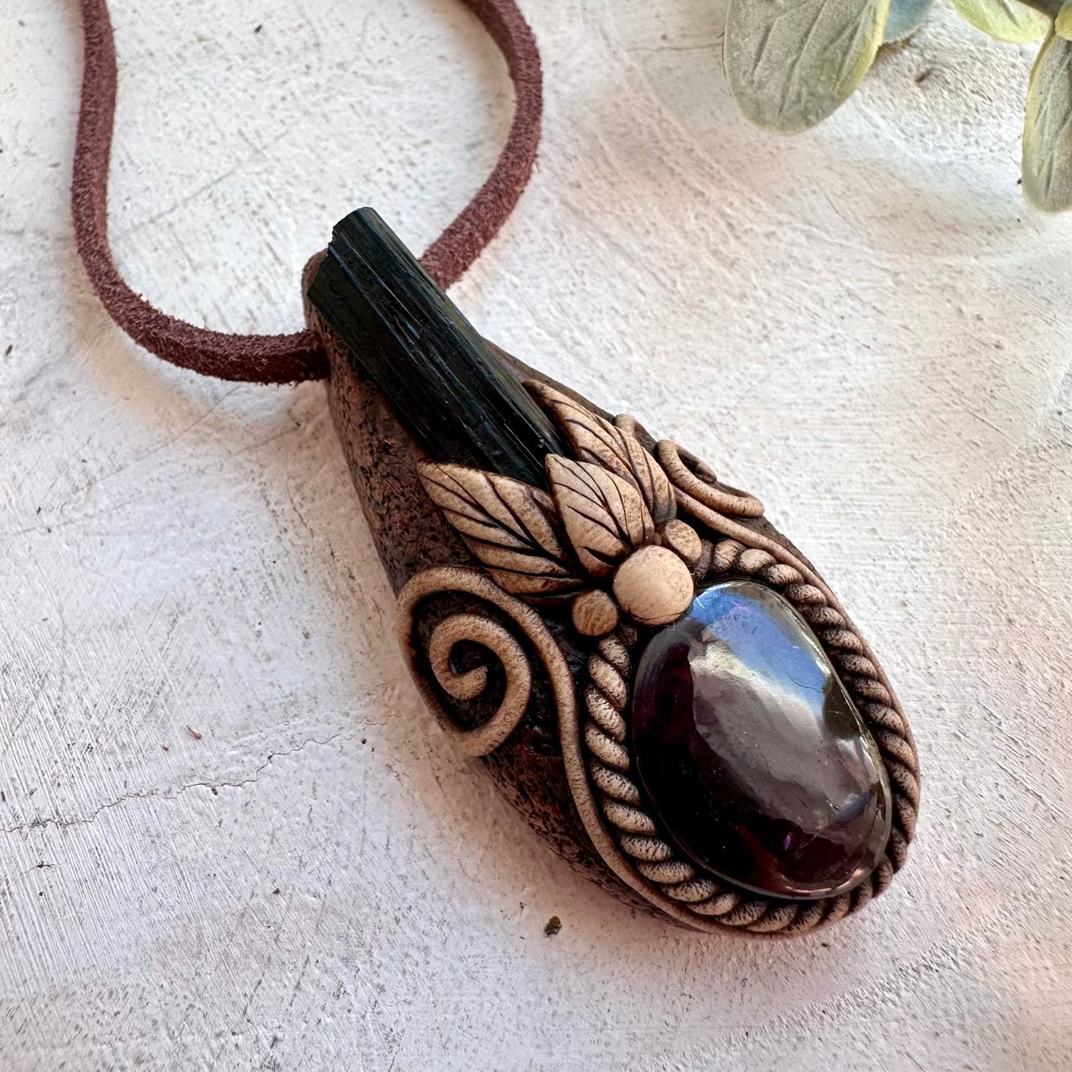 Natural gemstone necklace for courage, grounding and stability