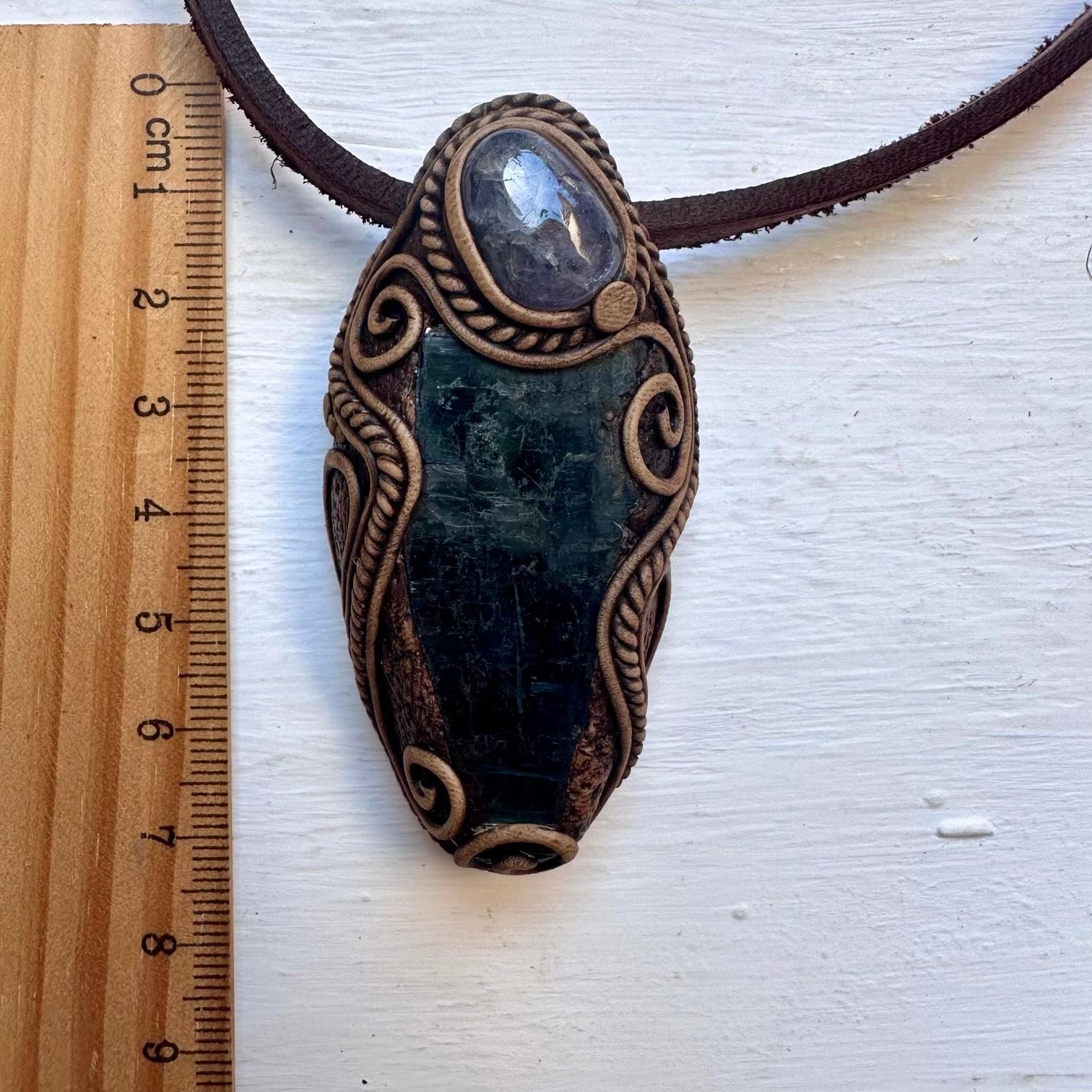 Vivianite and Tanzanite Pendant Necklace - FairyGardenGlow