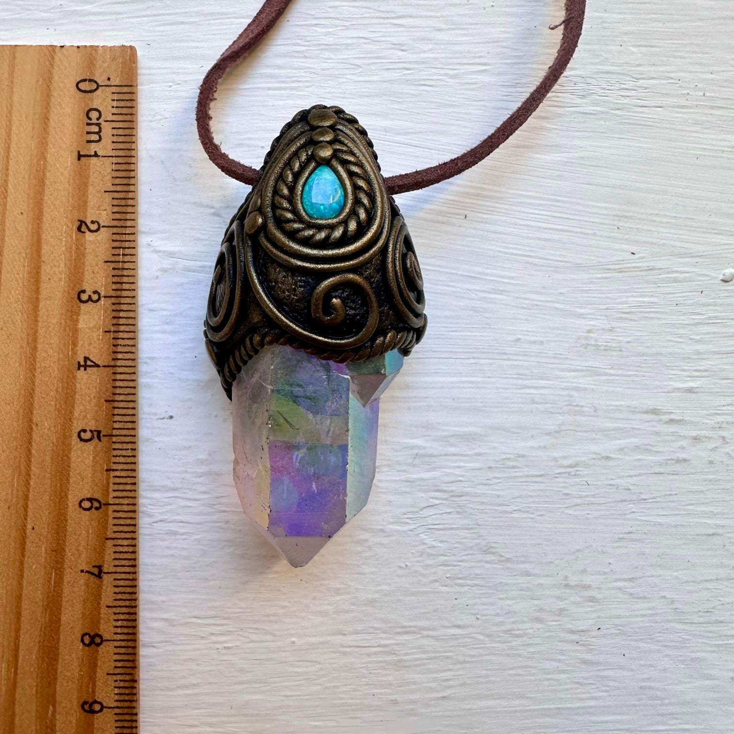 Angel Aura Quartz and Australian Opal Necklace - FairyGardenGlow