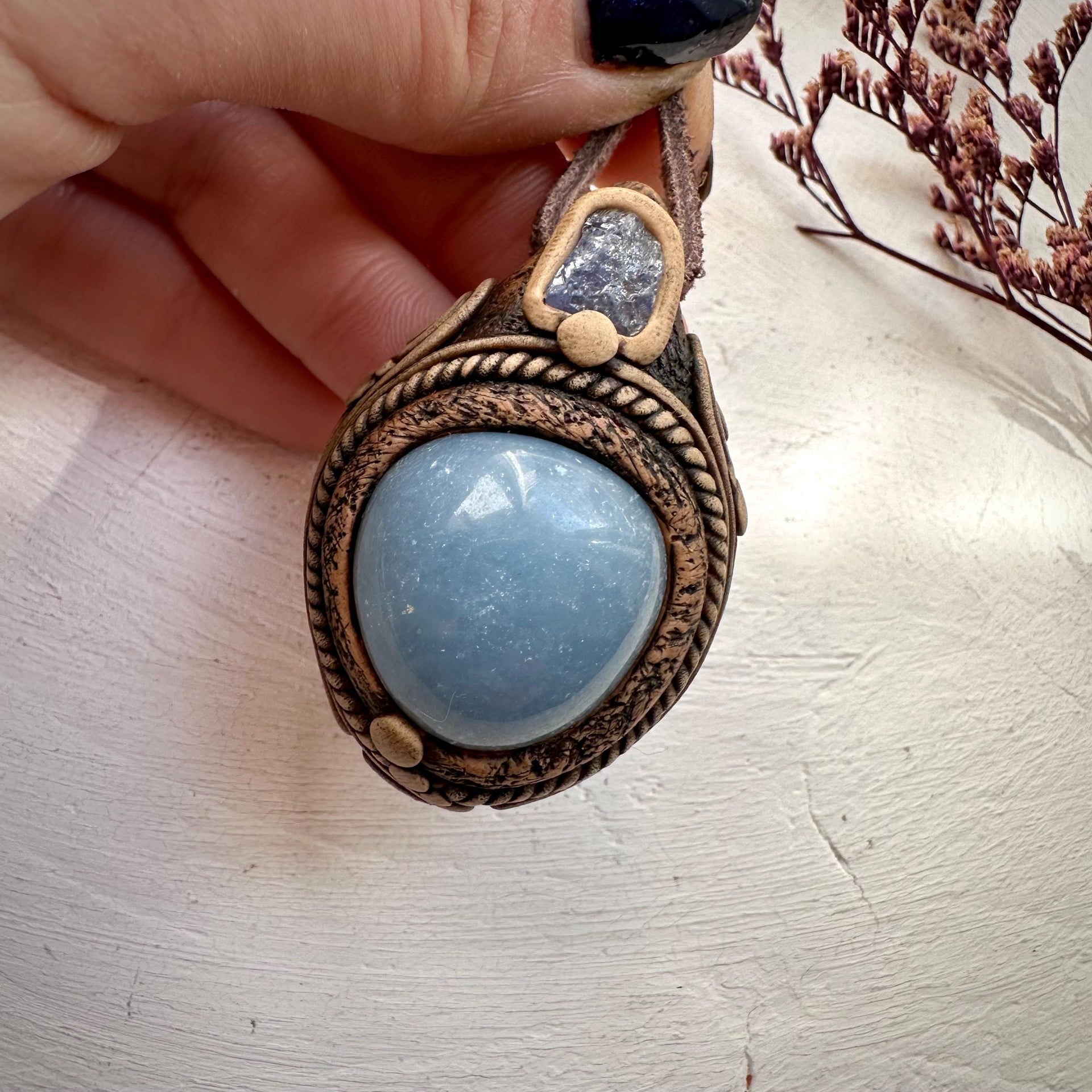 Angelite and Tanzanite Necklace - FairyGardenGlow