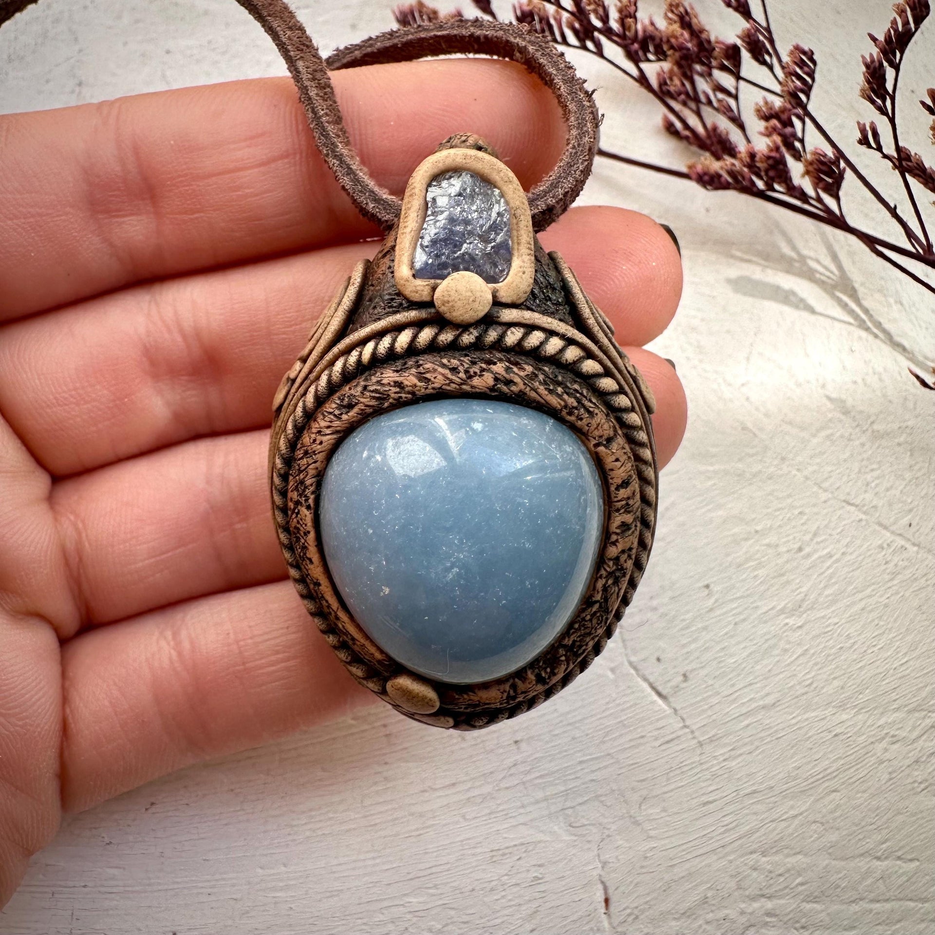 Angelite and Tanzanite Necklace - FairyGardenGlow