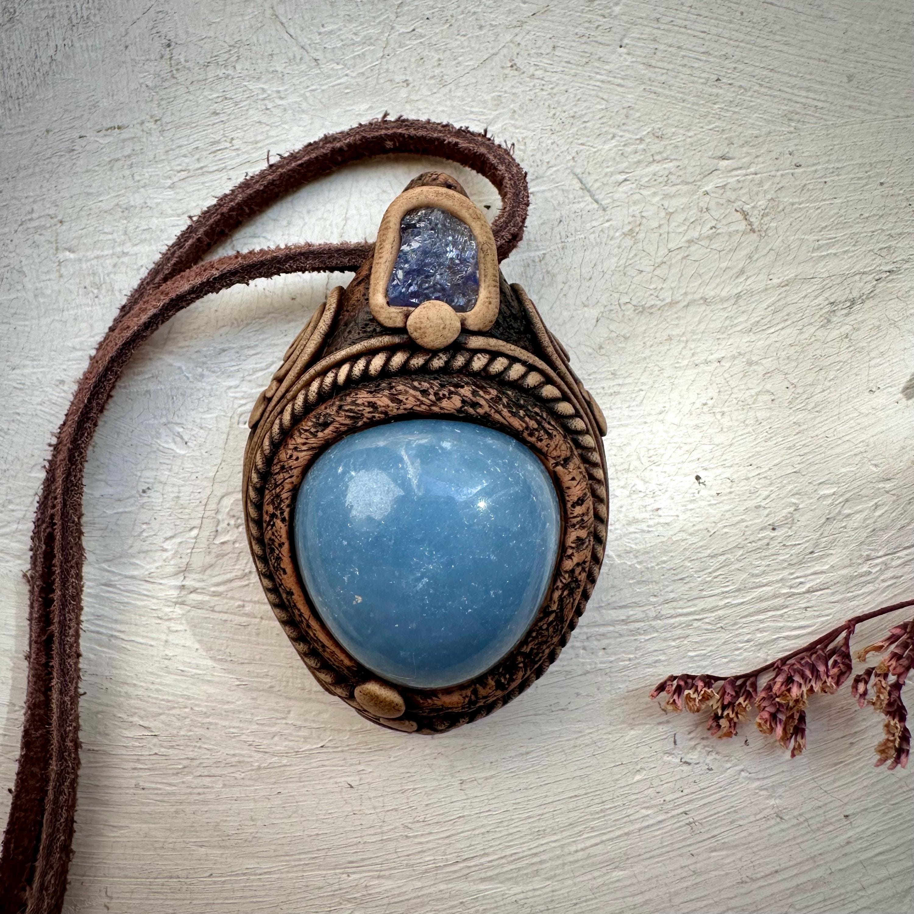 Angelite and Tanzanite Necklace - FairyGardenGlow