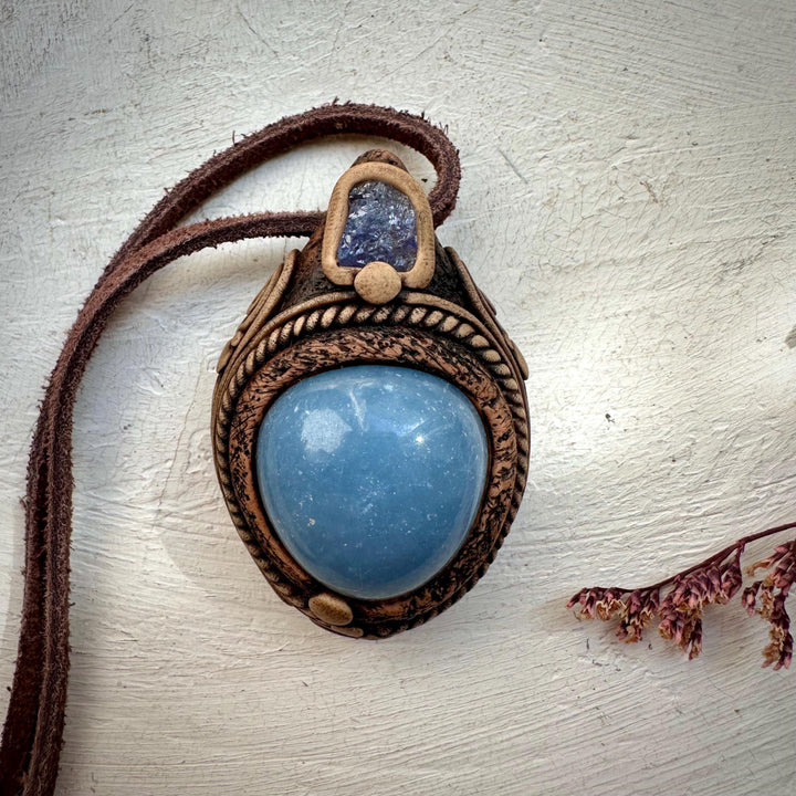 Angelite and Tanzanite Necklace - FairyGardenGlow