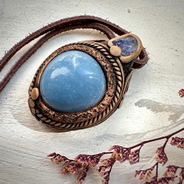 Angelite and Tanzanite Necklace - FairyGardenGlow