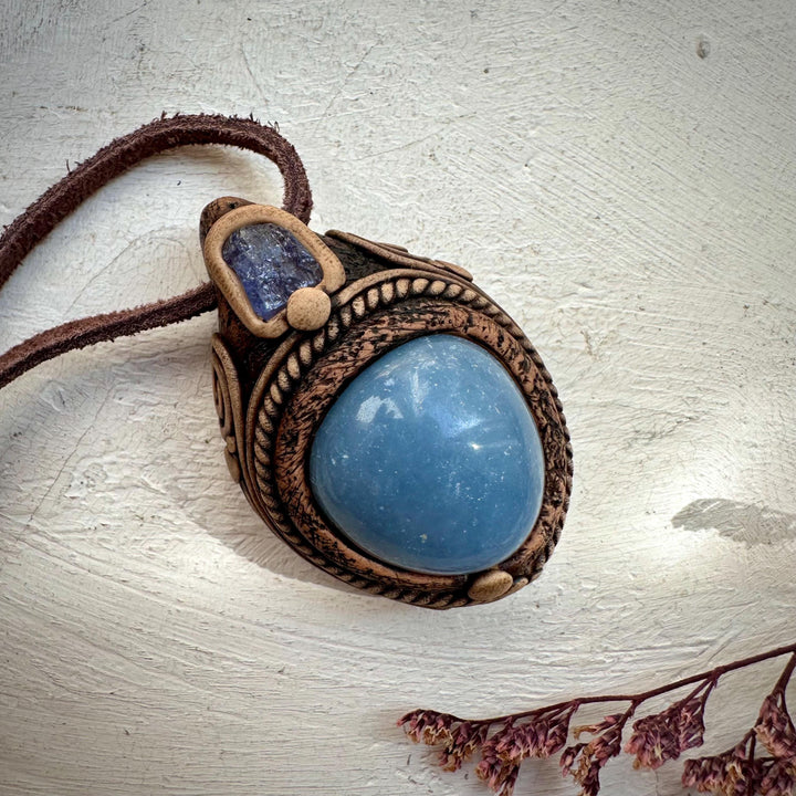 Angelite and Tanzanite Necklace - FairyGardenGlow
