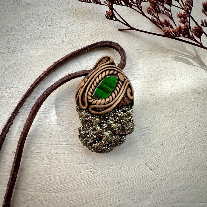 Pyrite and Ammolite Necklace - FairyGardenGlow