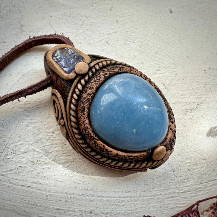 Angelite and Tanzanite Necklace - FairyGardenGlow