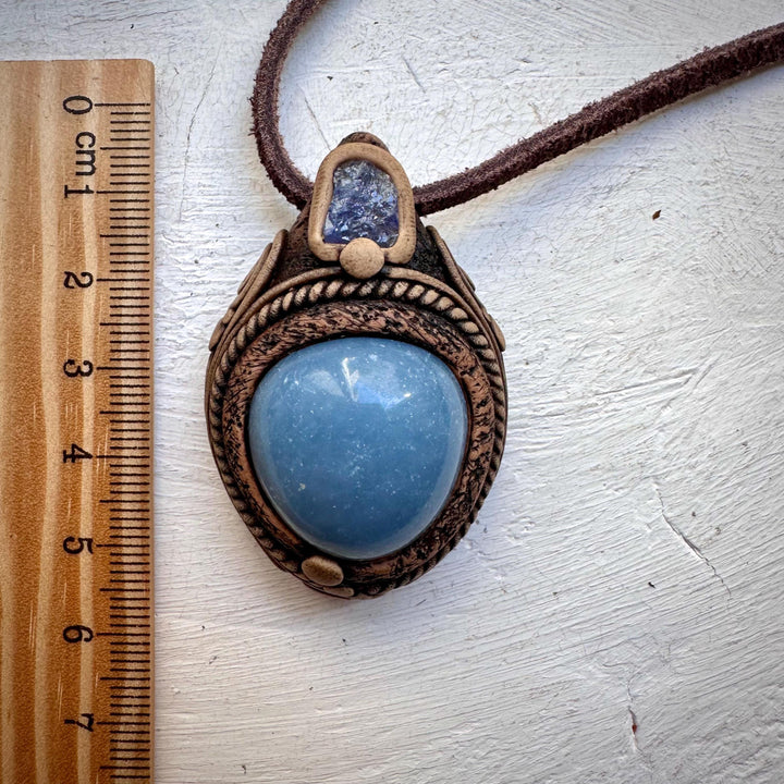 Angelite and Tanzanite Necklace - FairyGardenGlow