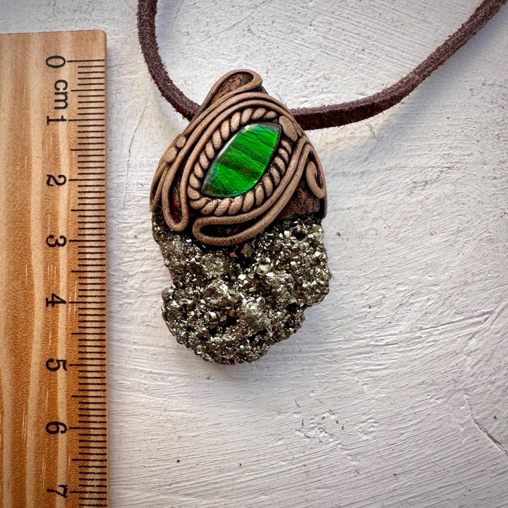 Pyrite and Ammolite Necklace - FairyGardenGlow