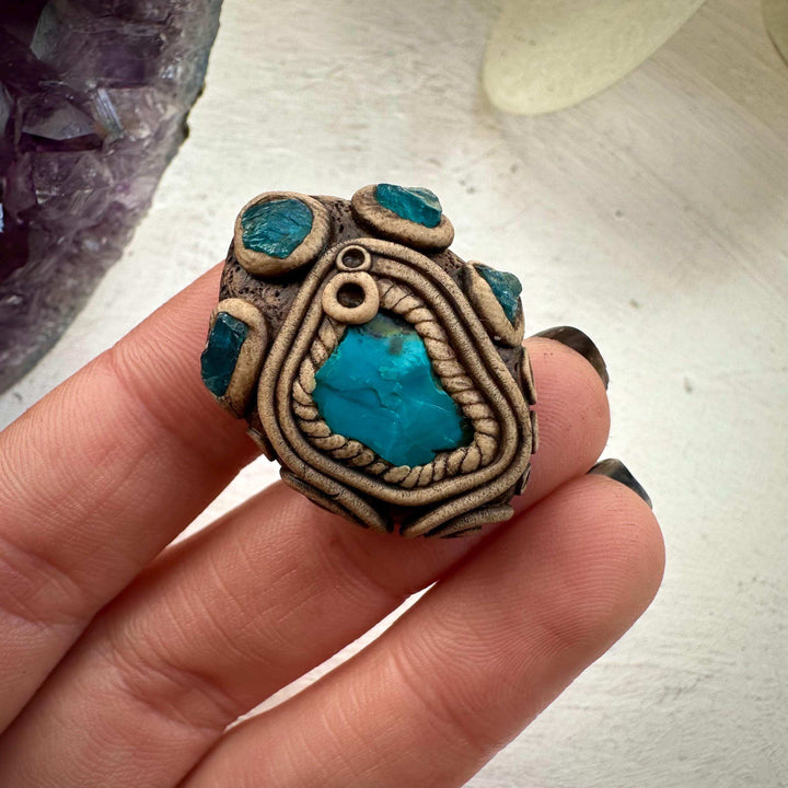 Raw Chrysocolla and Blue Apatite Ring - FairyGardenGlow