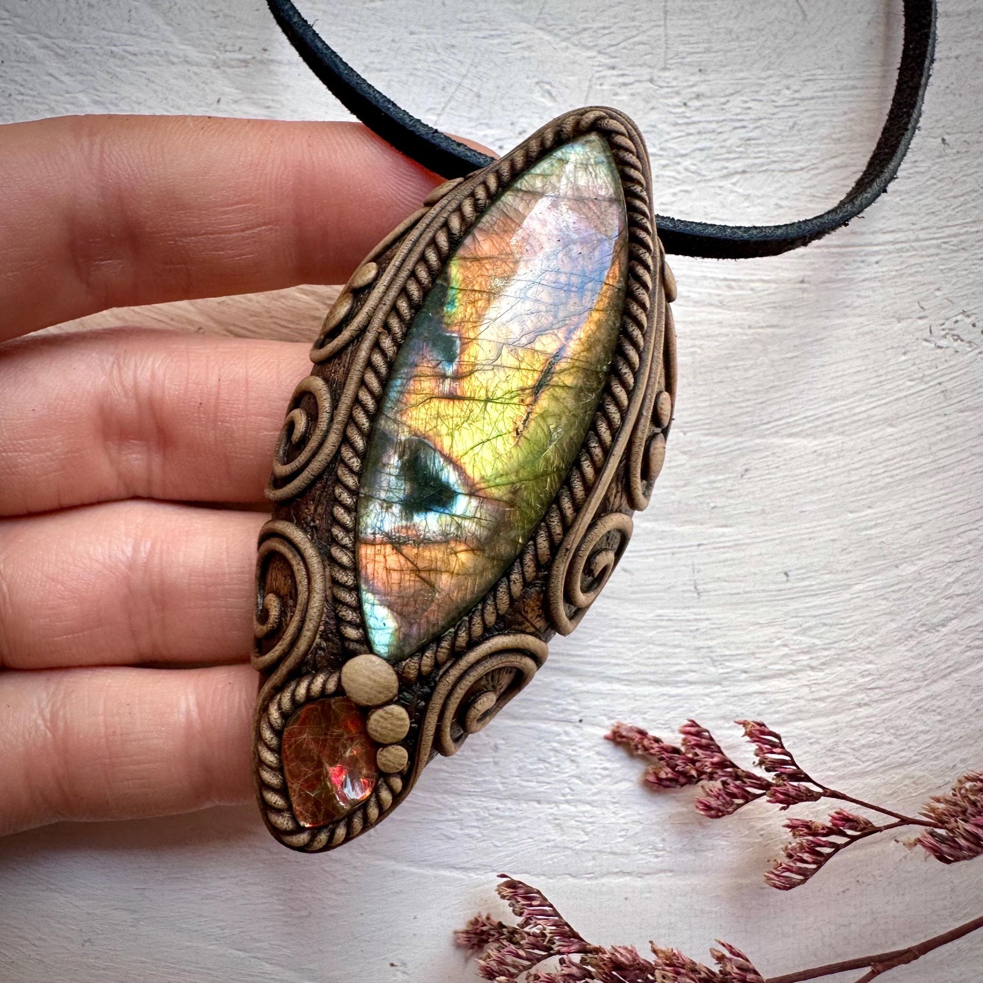Labradorite and Ammolite Necklace - FairyGardenGlow