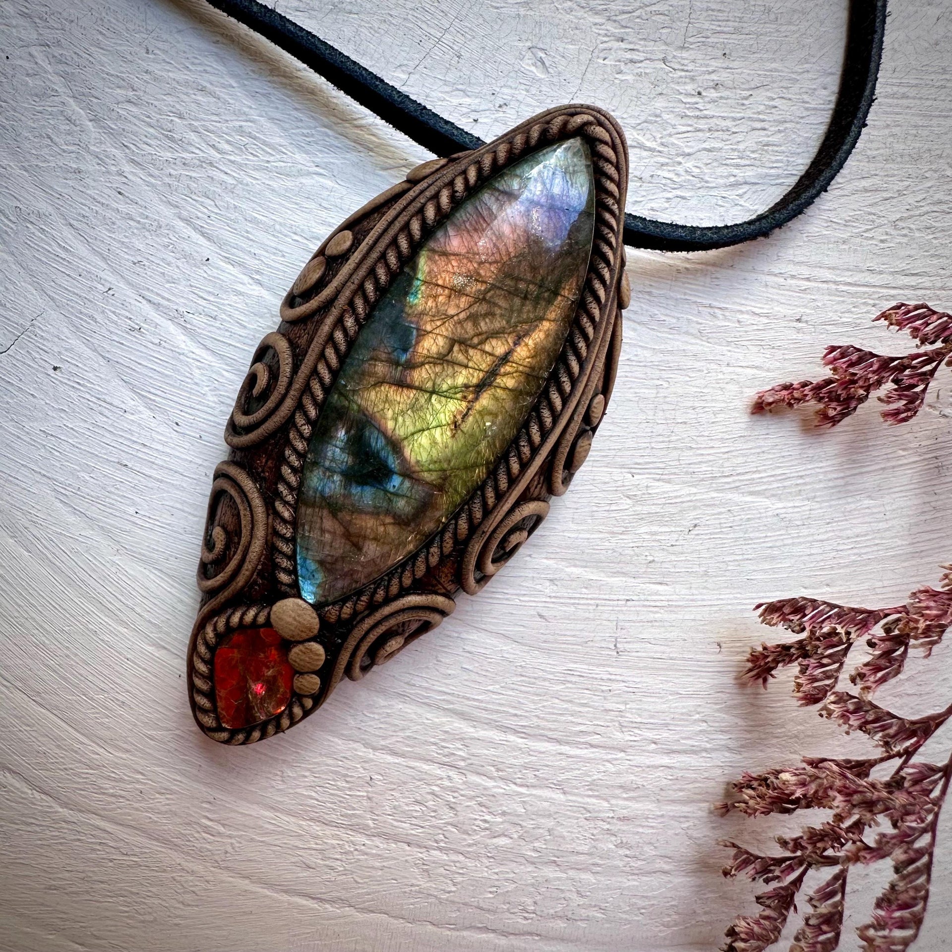 Labradorite and Ammolite Necklace - FairyGardenGlow