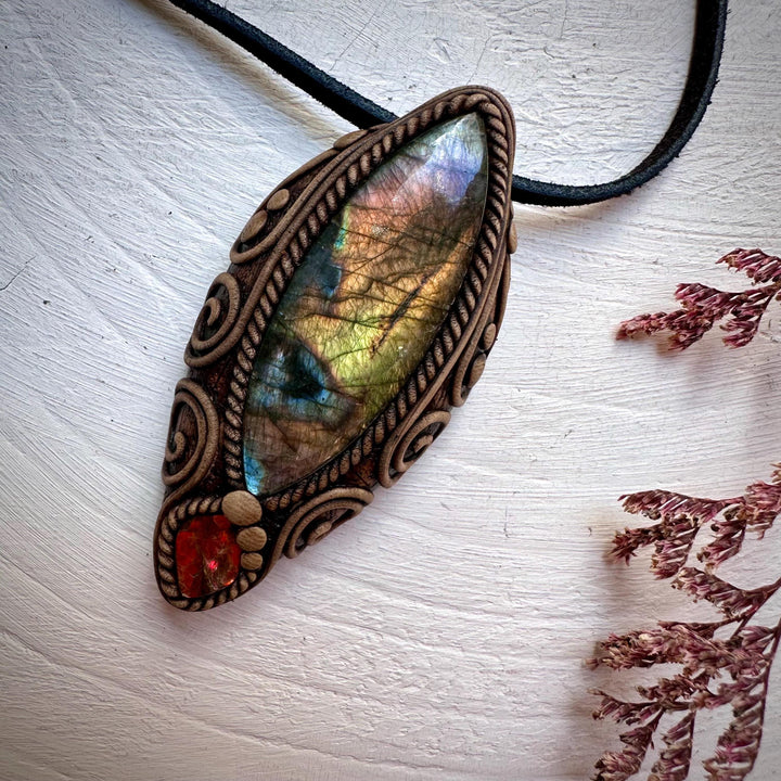 Labradorite and Ammolite Necklace - FairyGardenGlow