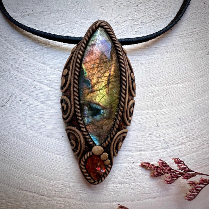 Labradorite and Ammolite Necklace - FairyGardenGlow